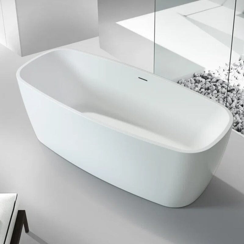 Mokleba 59&quot; Acrylic Square Shape Freestanding Soaking Tub with Overflow &amp; Drain