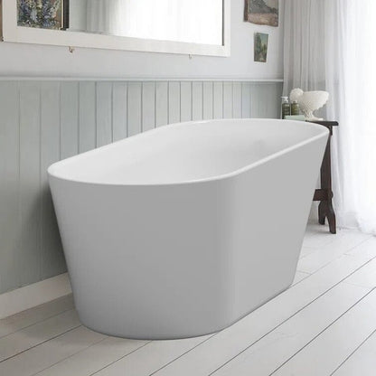 Mokleba 65&quot; Acrylic Slipper Flatbottom Freestanding Soaking Bathtub in Glossy White