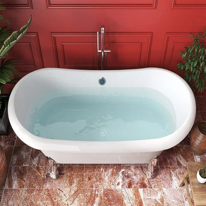 modern Glossy White rolled-edge Double Slipper Bathtub