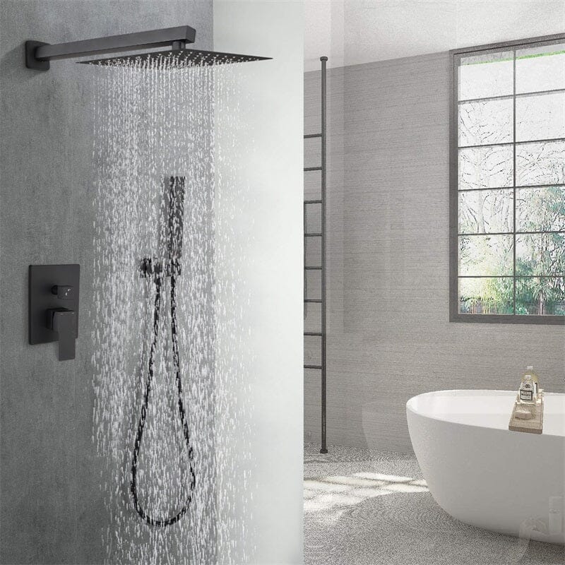 12 inch Single Handle 2-Spray Rain Shower Head Systems Square Wall Mounted Shower