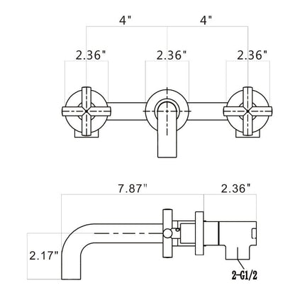 Giving Tree Double Handle Wall Mounted Bathroom Sink Faucet