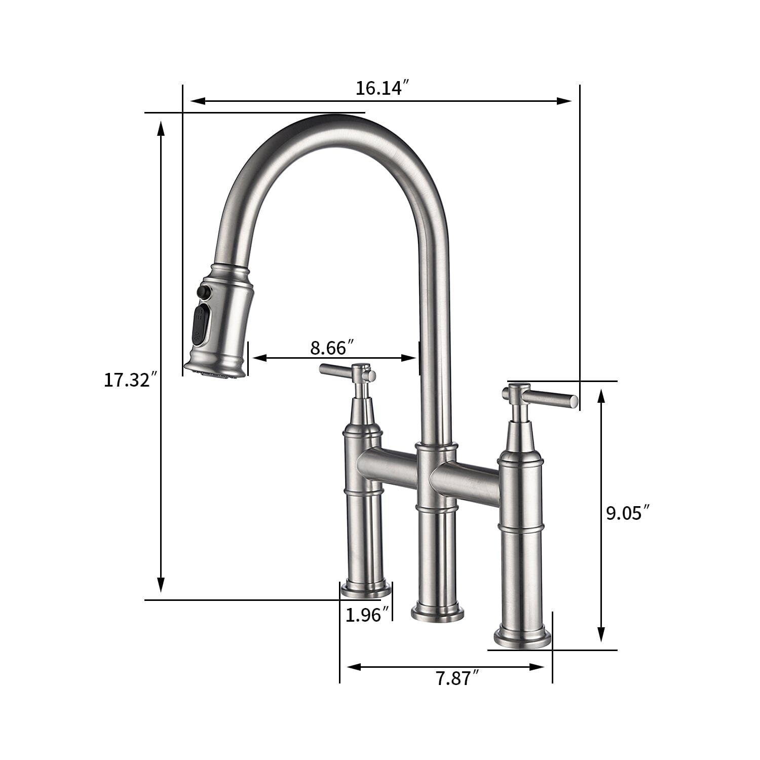 Giving Tree Bridge Kitchen Faucet with Pull-Down Sprayhead in Spot