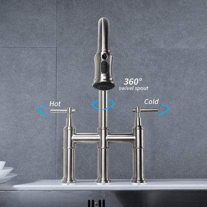 Giving Tree Bridge Kitchen Faucet with Pull-Down Sprayhead in Spot