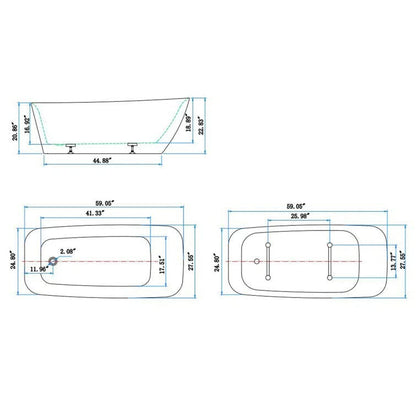 Mokleba 59&quot; Acrylic Single Slipper Tub Freestanding Soaking Bathtub