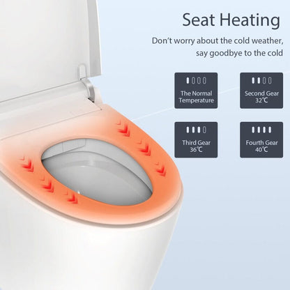 Giving Tree Multifunction U-Shaped Smart Toilet Automatic Flush with Remote Control/Foot Sensor/Night Light