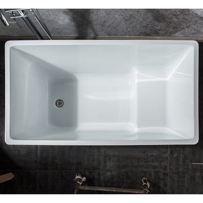 Top view of 47&quot; rectangular acrylic soaking tub with built-in seat