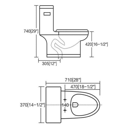 1.28 GPM (Water Efficient) One-Piece ADA Elongated  Toilet, Soft Close Seat Included (cUPC Approved) - 28&quot;x 14.5&quot;x 29&quot;