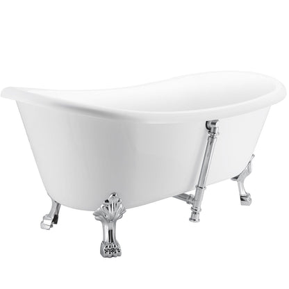 67&quot; modern Rolled Rim Double Slipper Bathtub