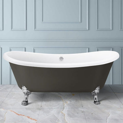 67&quot; matte gray Double Slipper Tub with Rolled Rim design