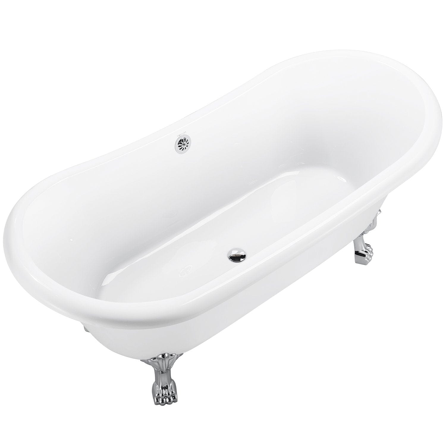 67&quot; Glossy White rolled-edge stand alone Tub