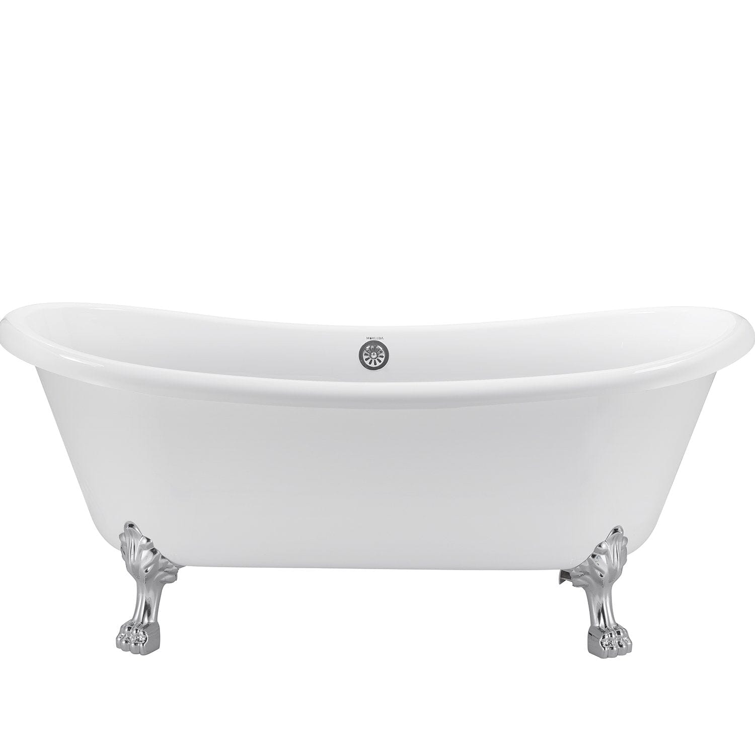 Glossy White Claw Foot Tub Retro Rolled Rim design