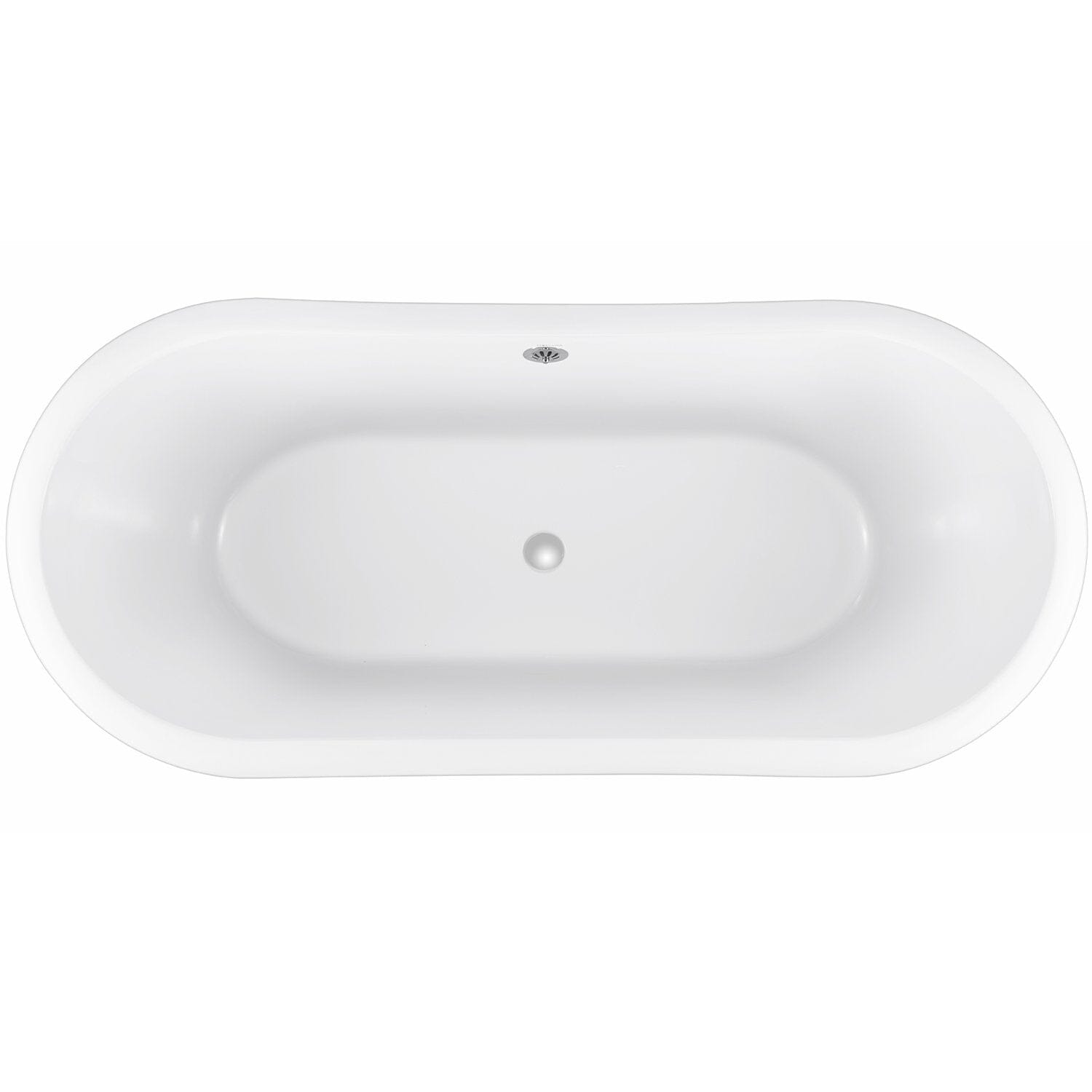 Bright white 67-inch claw-foot double slipper bathtub interior detail