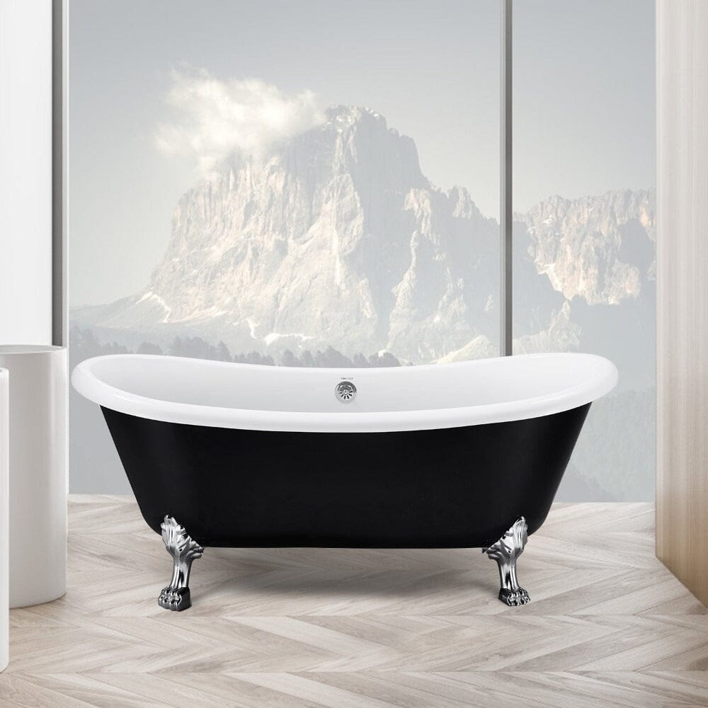 matte black 67&quot; Rolled Rim Claw Foot Slipper Tub