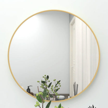 24&quot; Round Gold Border Wall Mirror for Make Up Vanity