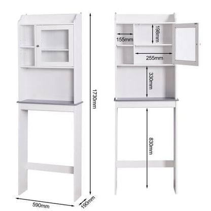 Modern Over The Toilet Space Saver Organization Wood Storage Cabinet for Home, Bathroom -White