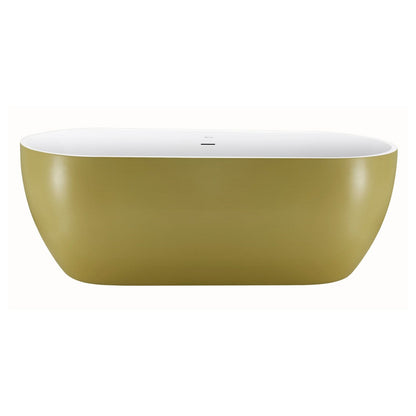 matte gold with Center Overflow and Drain Freestanding Bathtub