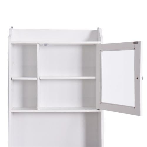 Modern Over The Toilet Space Saver Organization Wood Storage Cabinet for Home, Bathroom -White