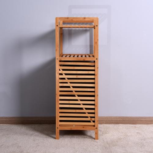 Giving Tree Bathroom Laundry Basket Bamboo Storage Basket 2-Tier Shelf