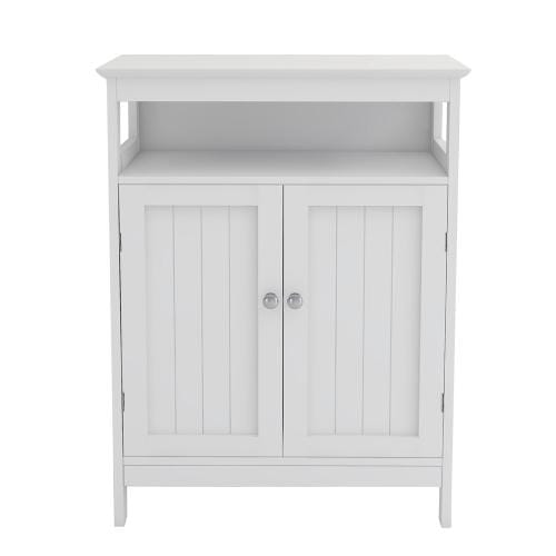 Bathroom Standing Storage with Double Shutter Doors White Cabinet