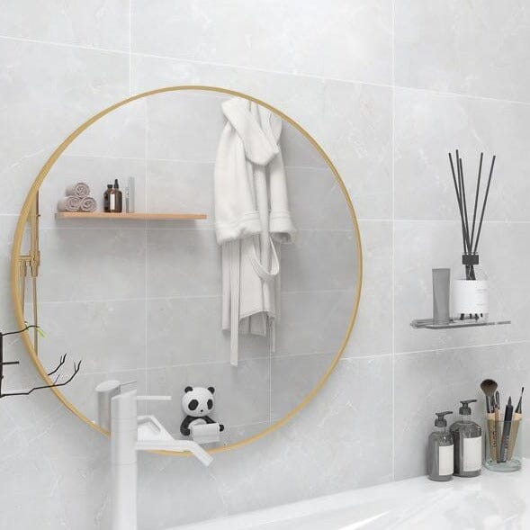 24&quot; Round Gold Border Wall Mirror for Make Up Vanity