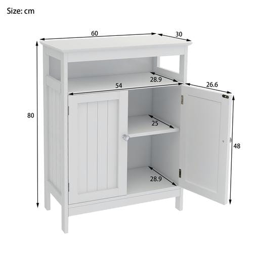 Bathroom Standing Storage with Double Shutter Doors White Cabinet