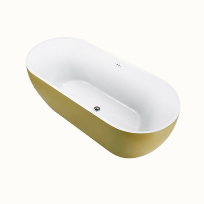 matte gold Oval Bathtub with Center Drain