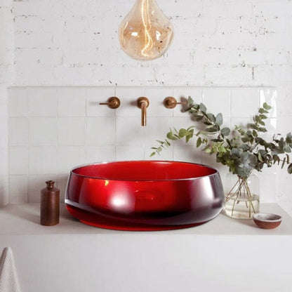 Bathroom Sink Transparent Red Stone Resin 15.75&