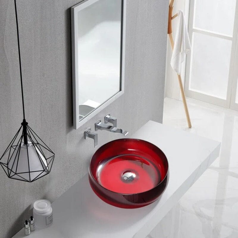 Bathroom Sink Transparent Red Stone Resin 15.75&