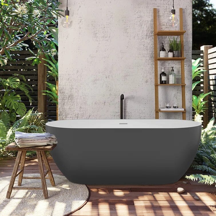 59&quot; grey modernization Freestanding Bathtub with Center Drain