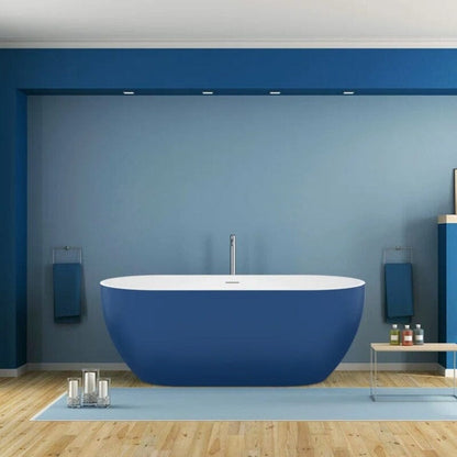 Blue Oval Bath tub with Center Drain design