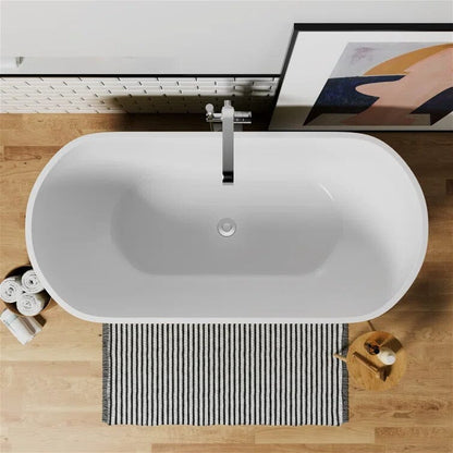 59&quot; Center Drain Freestanding Soaking Tub and Freestanding Tub Faucet Combo